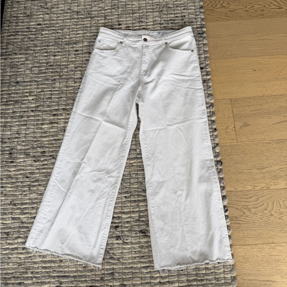 Ag Adriano Goldschmied Denim - AG Saige Wide Leg Crop Jeans – White (Size 30)